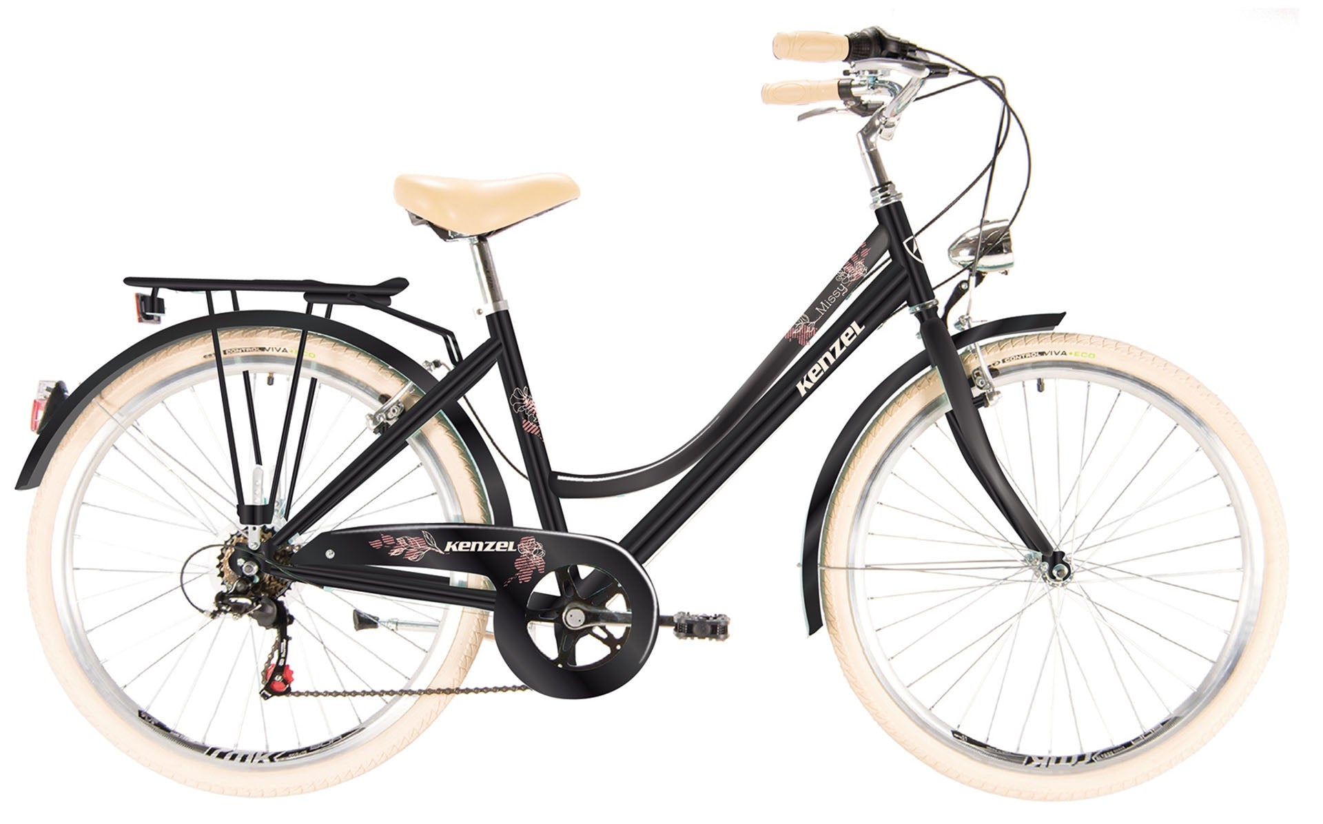 City bicycle Kenzel Missy Royal with basket (26"/6-speed), black