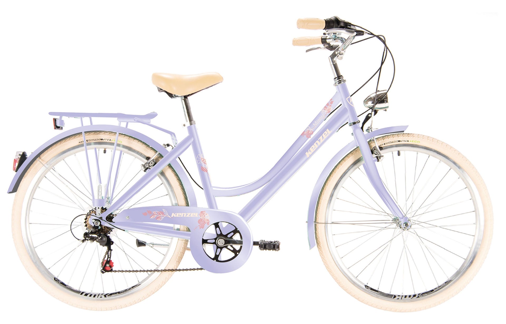 City bicycle Kenzel Missy Royal with basket (26"/6-speed), purple
