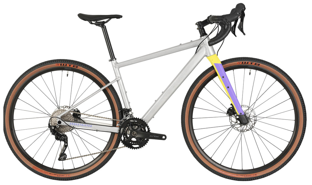Gravel bike BMC URS AL TWO GRX 2x10 spd. Raw Alloy/Yellow/Purple