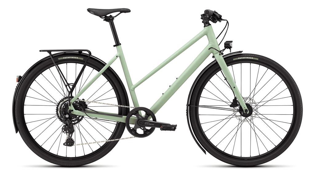 Hybrid bicycle Specialized Sirrus X 2.0 Step-Through Satin Pistachio/Dolomite Metallic Frost Reflective (2026)