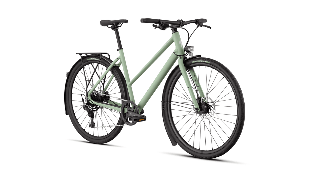 Hybrid bicycle Specialized Sirrus X 2.0 Step-Through Satin Pistachio/Dolomite Metallic Frost Reflective (2026)