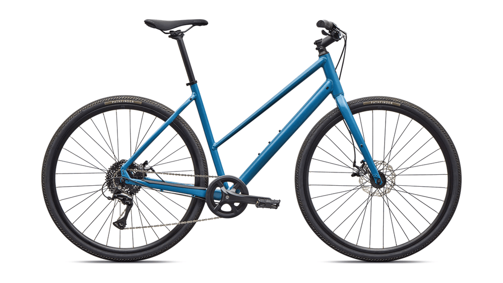 Hybrid bicycle Specialized Sirrus X 1.0 Step-Through Satin Grey Blue/Cast Blue Metallic Frost Reflective (2026)