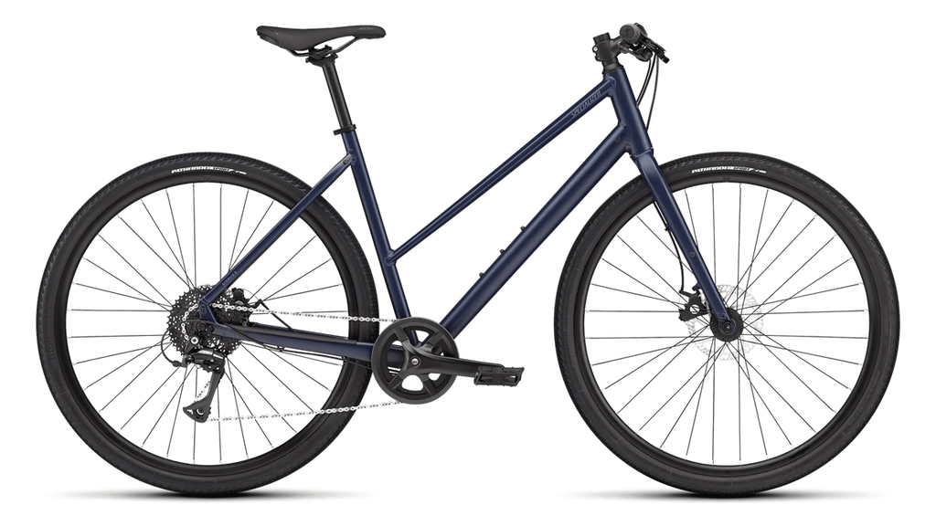 Hybrid bike Specialized Sirrus X 1.0 Step-Through Stn Refl Dpmrnblu Gryblu